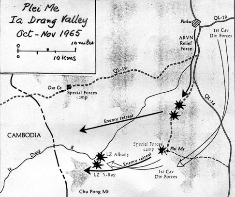 Map of Pleimer Ia Drang Valley Operation Battle
